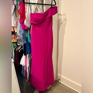 AQUA Off the Shoulder Gown